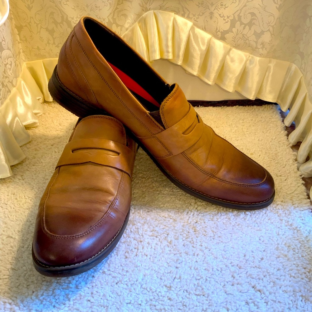 ROCKPORT MENS LEATHER PENNY LOAFERS